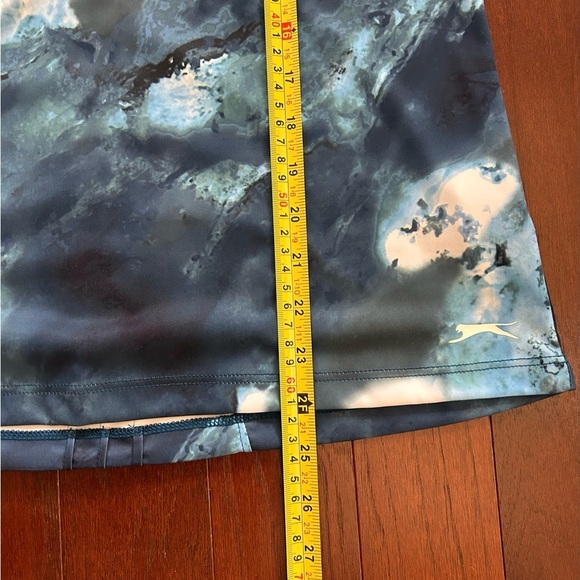 Slazenger Marble Pin Tuck Sleeveless Golf Polo Blue Medium sleeveless V- neck - Picture 6 of 9